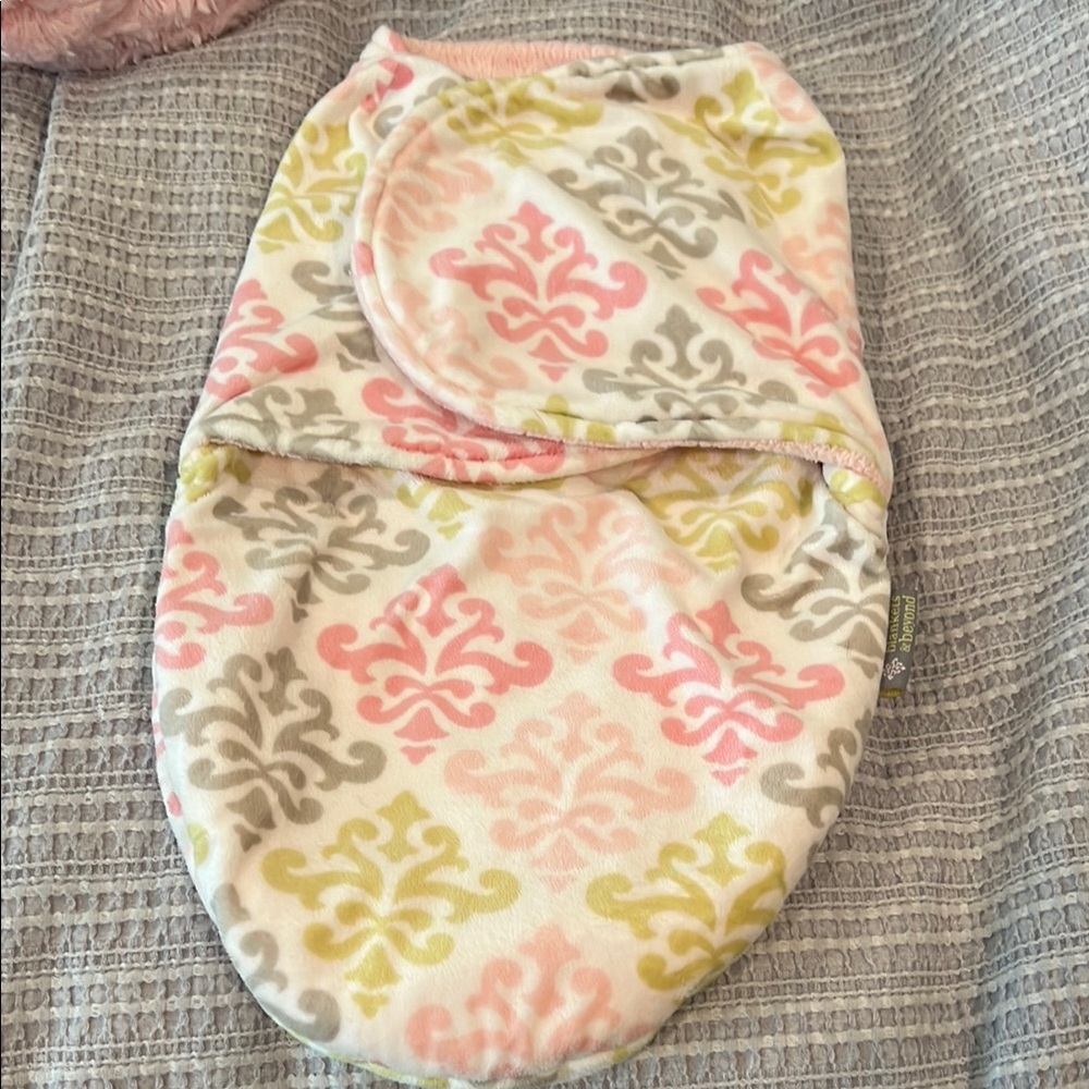 Pink and Yellow Patterned Baby Swaddle
